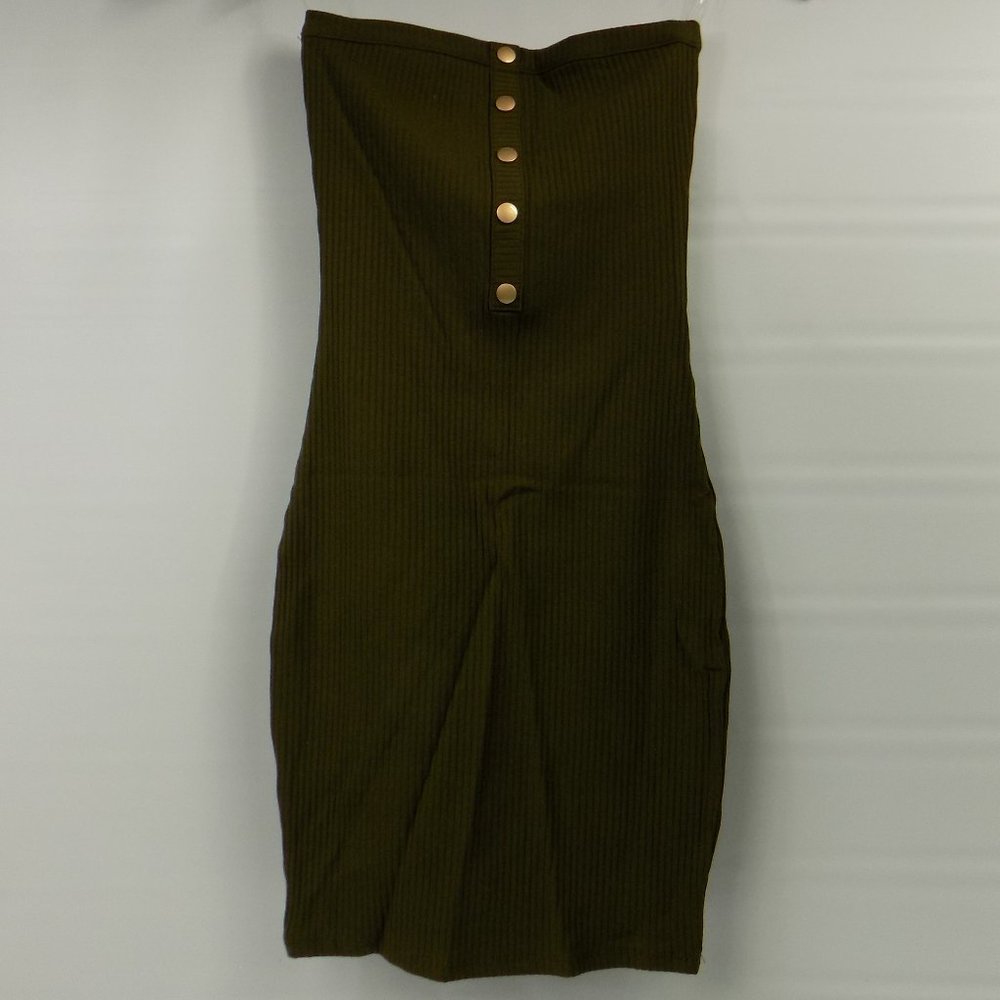 LoveLA Sara Tube Top Halter Dress Olive Green